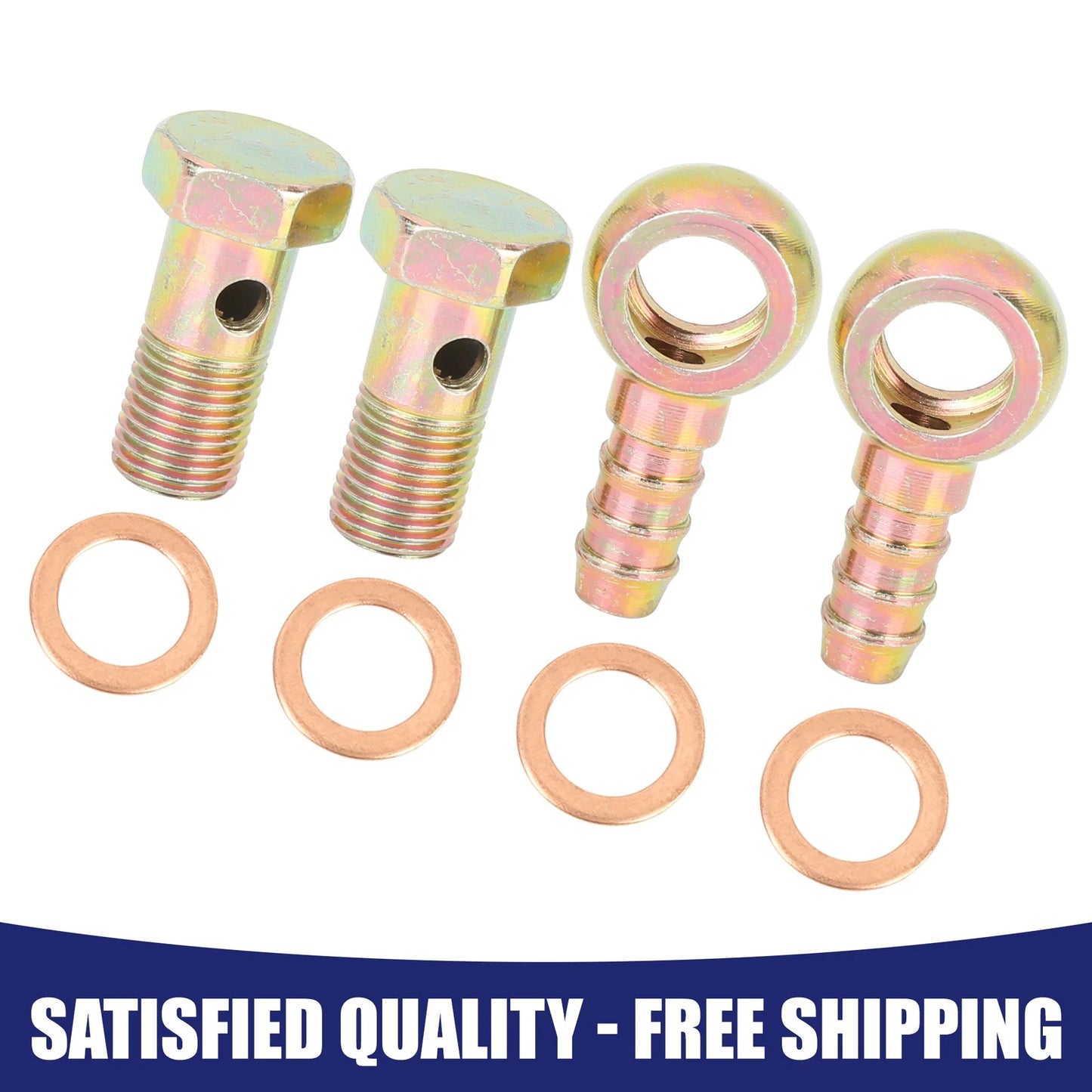 12mm Banjo Hose Barb Bolt Fittings Bronze Tone Metal 2 x for Motorcycle Car