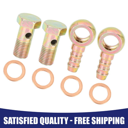 12mm Banjo Hose Barb Bolt Fittings Bronze Tone Metal 2 x for Motorcycle Car