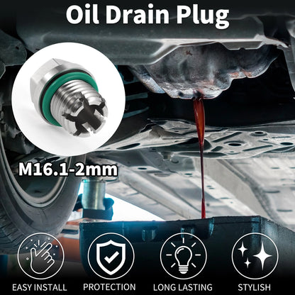 M16.1-2mm Copper Oil Drain Plug With Gasket for Car Motorcycle Silver Tone