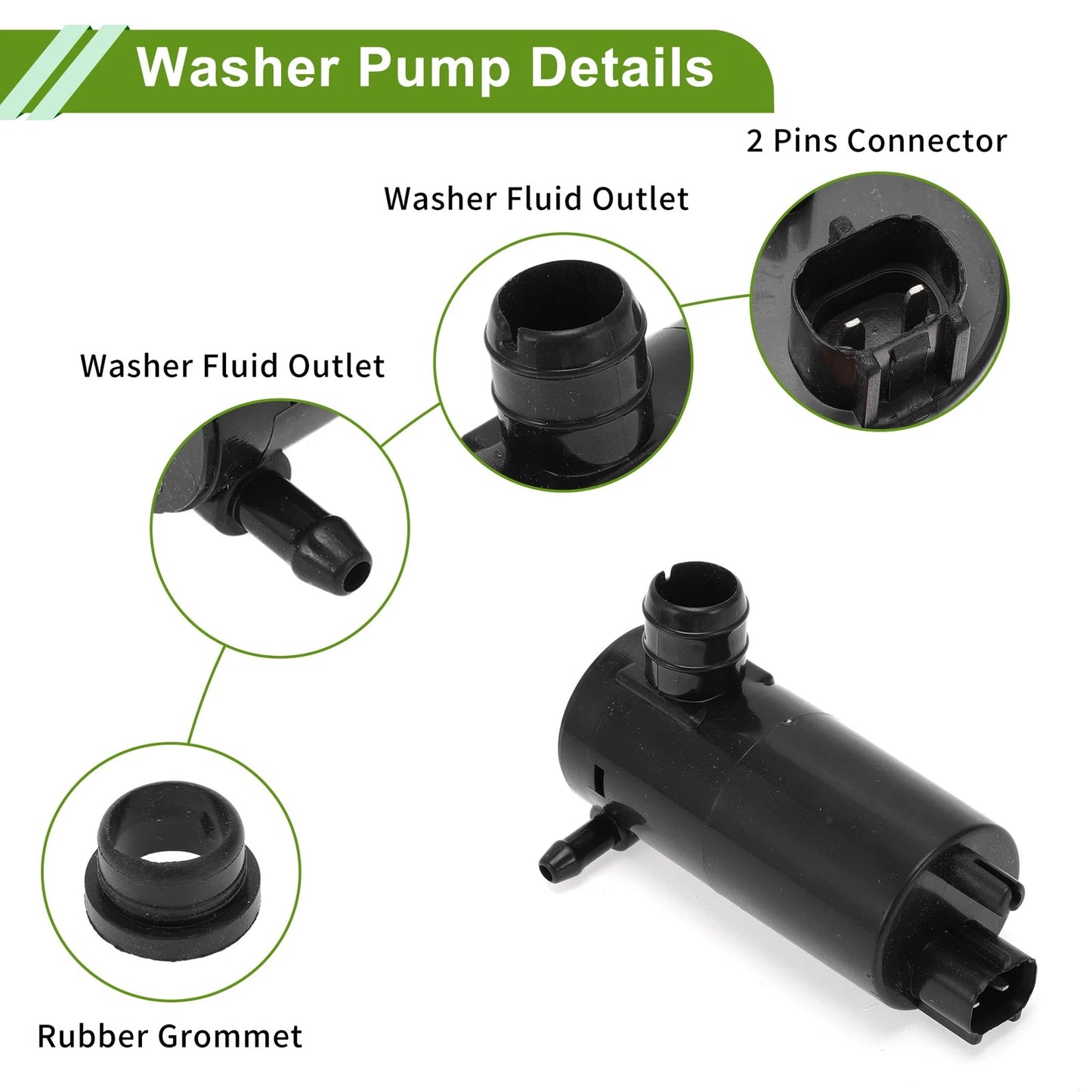 Windshield Washer Pump w/Grommet for Jeep (2011-2018)