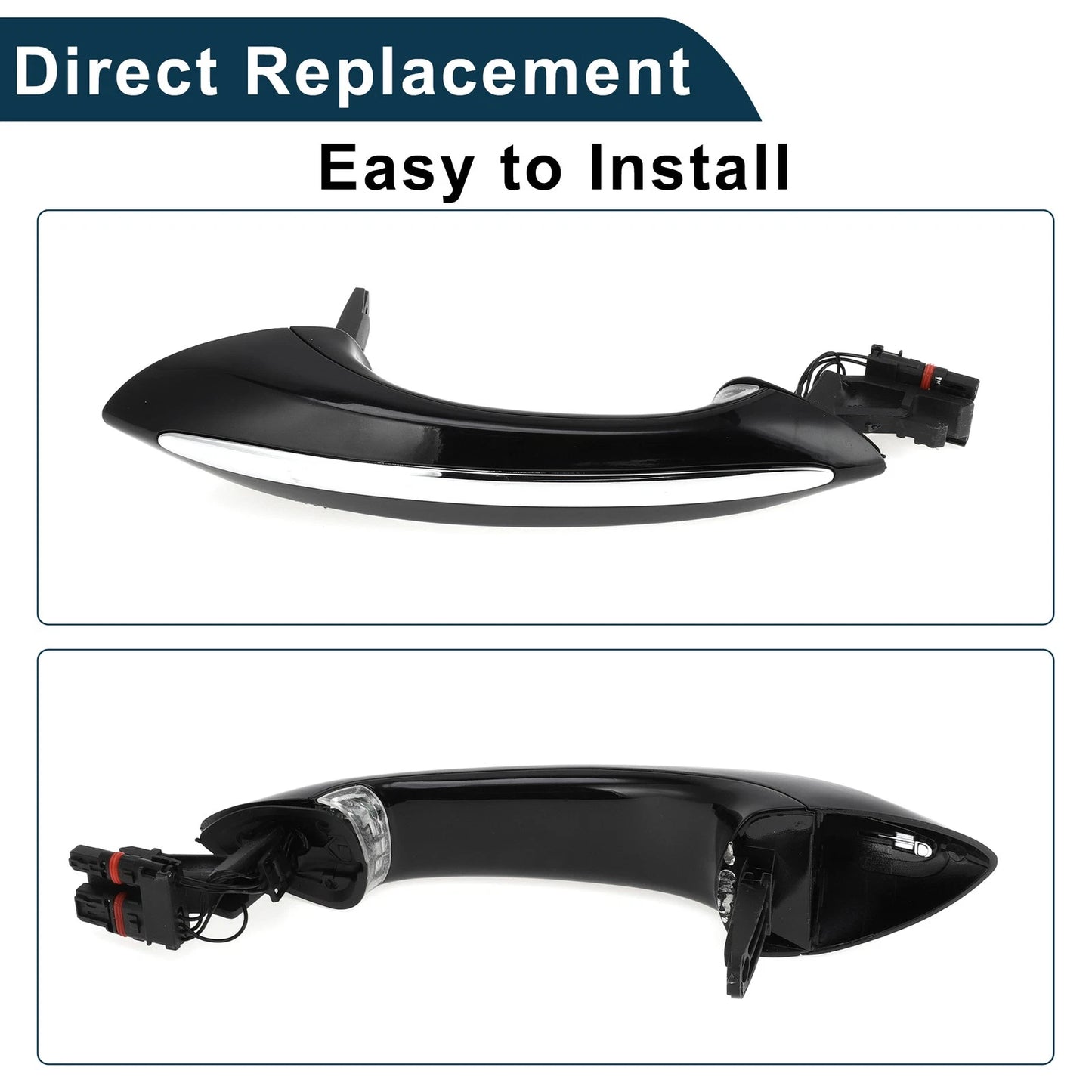 Rear Left Exterior Door Handle for BMW F07 F10 (2010-2017) Black Silver Tone