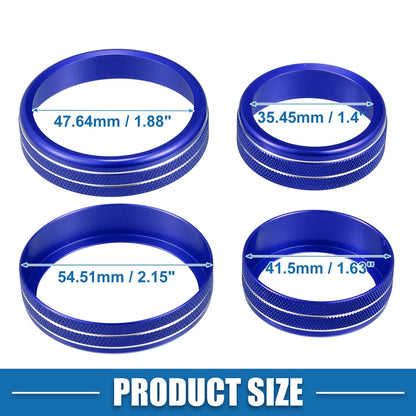 3 x Console AC 4WD Mode Switch Knob Rings for Nissan Rogue (2021-2022) Blue