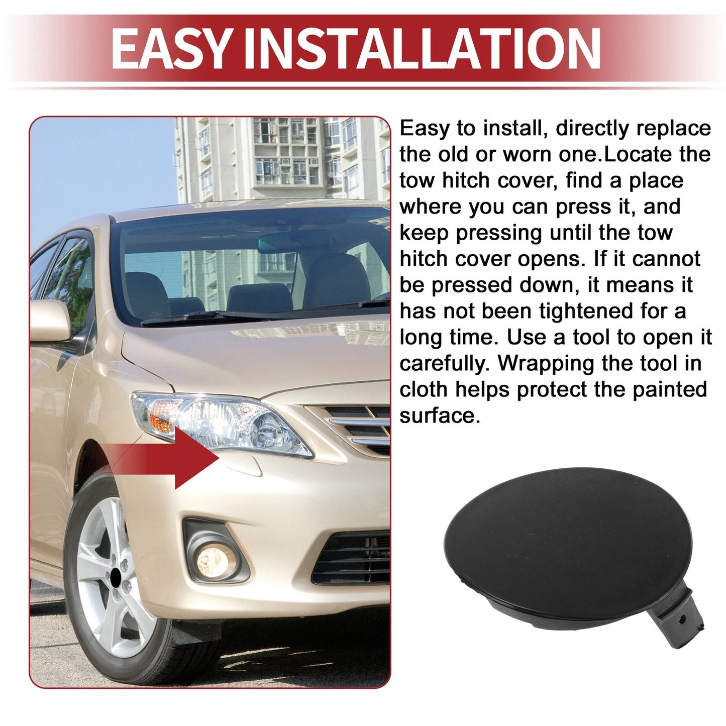 Right Front Tow Hook Cover for Toyota Highlander (2008-2010)