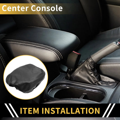 Arm Rest Cover for Ford F-150 Microfiber Leather Carbon Fiber Black