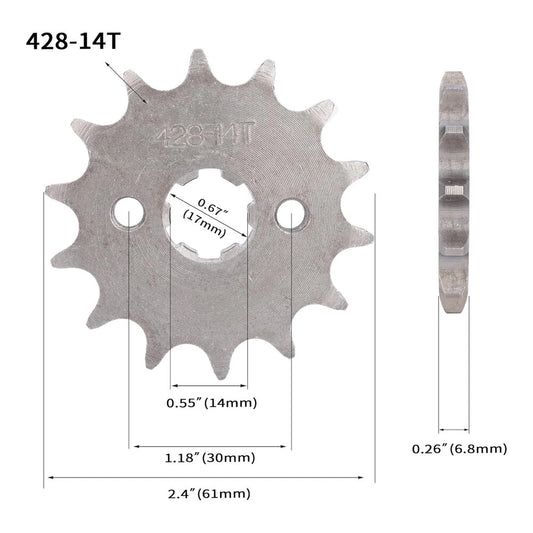 14-Tooth Front Chain Sprocket 23801-121-000 for Honda CB100K (1970-1976)