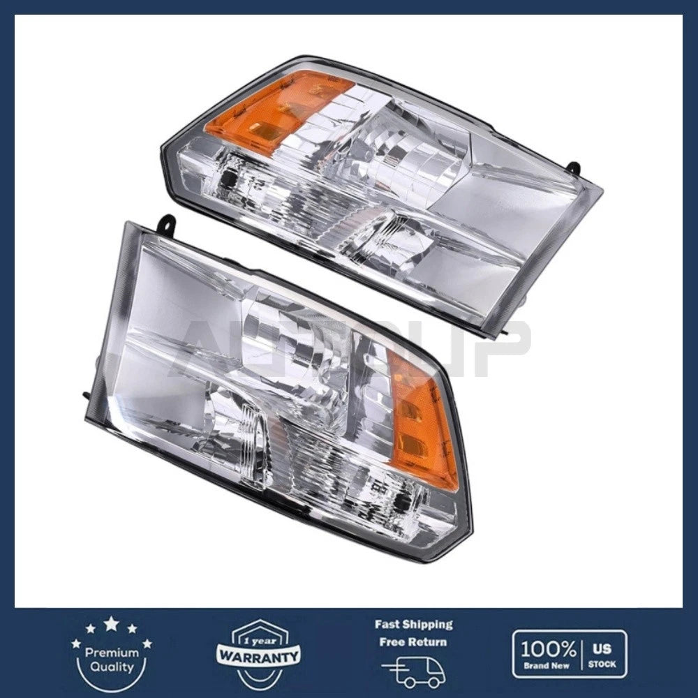 2Pcs Halogen Headlights for Dodge Ram 1500 2500 3500 (2009–2018)