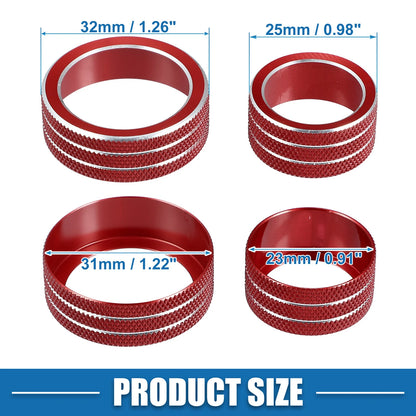 3 x Console Audio Volume Knob Ring Cover for Chevy Malibu (17-22) Red