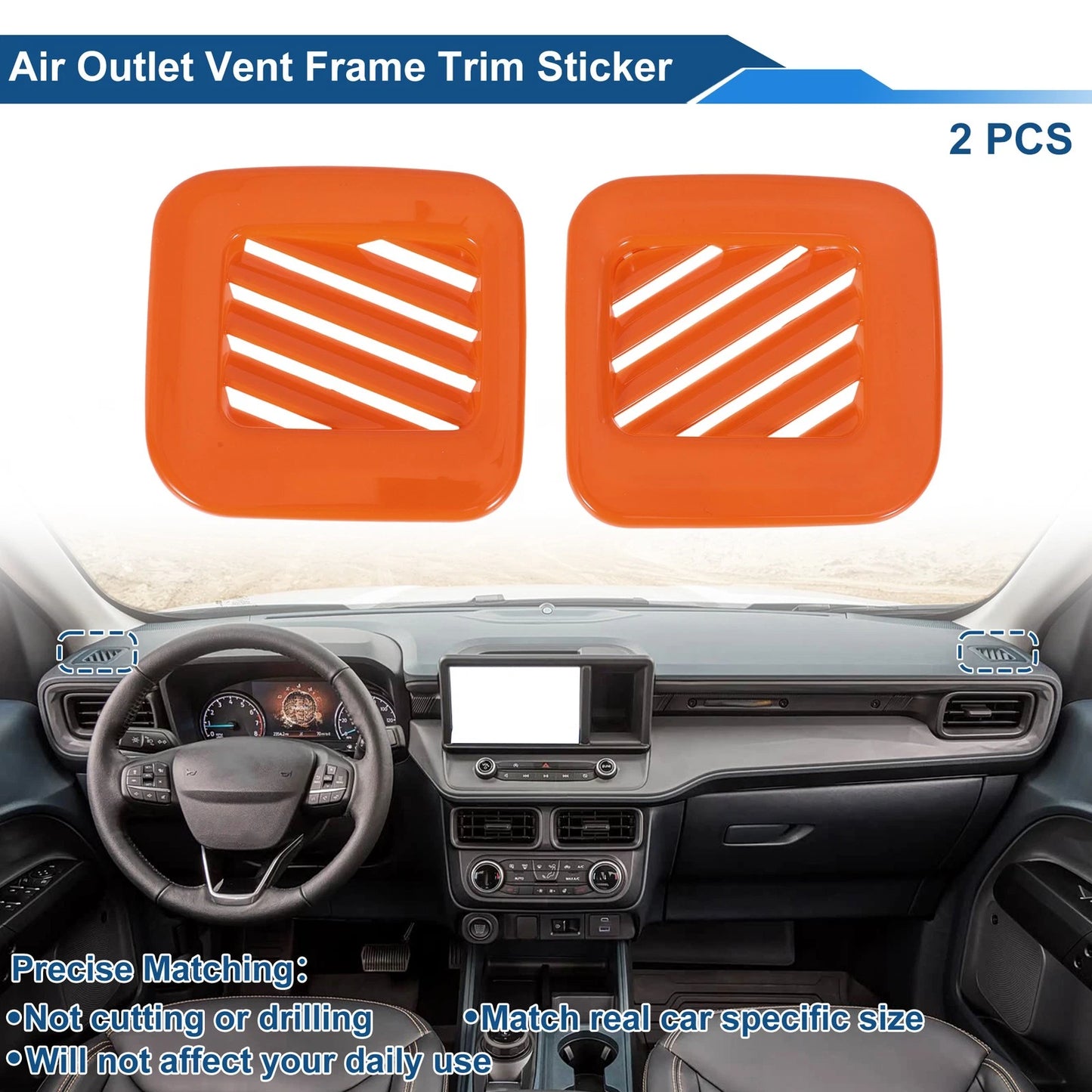 Air Condition Outlet Vent Trim Cover for Ford Maverick (2022-2025) Orange