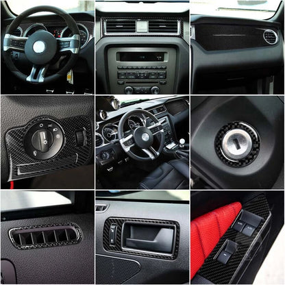 Soft Carbon Fiber Full Interior Panel Kit Trim Cover For Ford Mustang 2009-2013