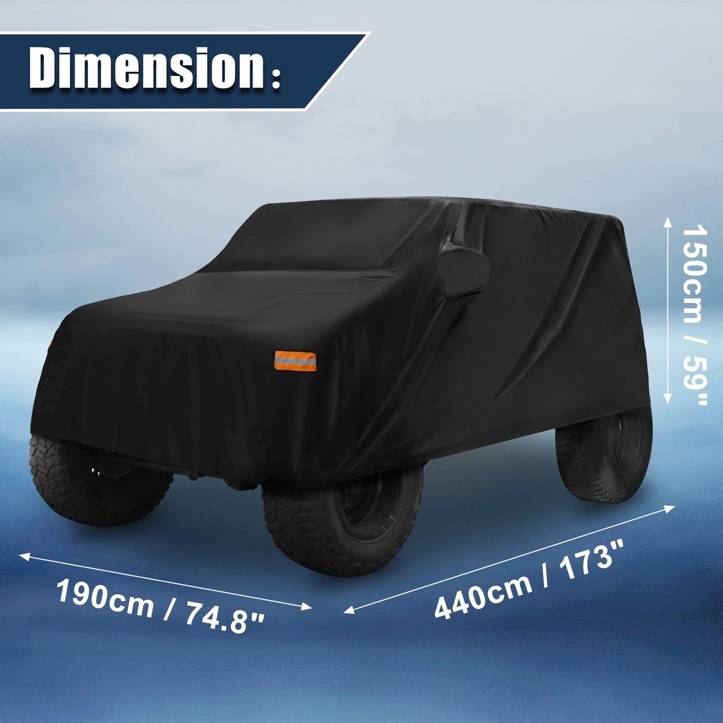 Car Cover with Driver Door Zipper for Jeep Wrangler JK 2 Door (2007-2017)