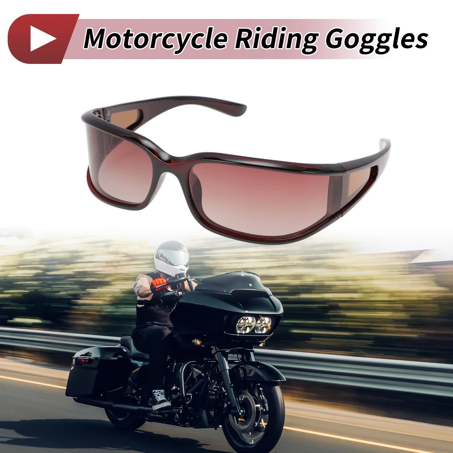 1 Pc Motorcycle Riding Goggles Brown Lens Brown Frame for Cycling Sunglasses