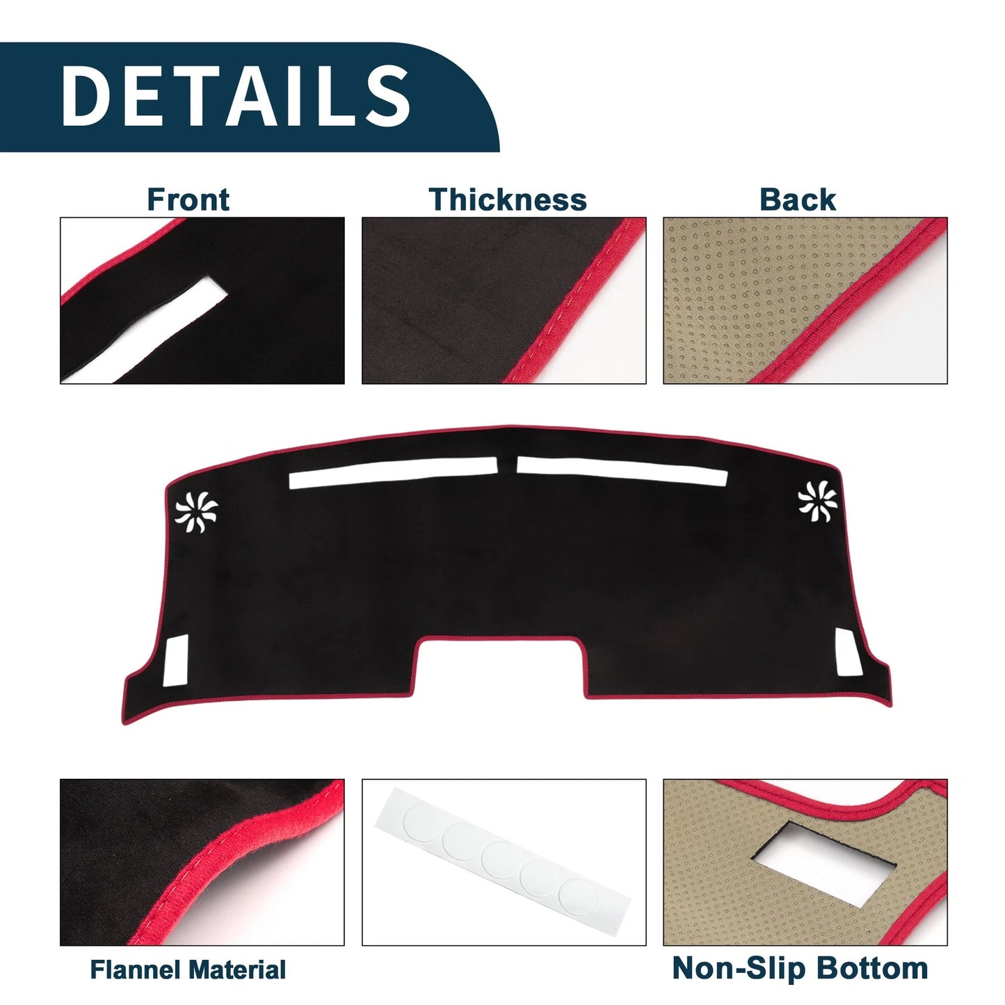 Dashboard Cover Mat for Nissan Moco MG33S Sun Protector Black Red (2011-2016)