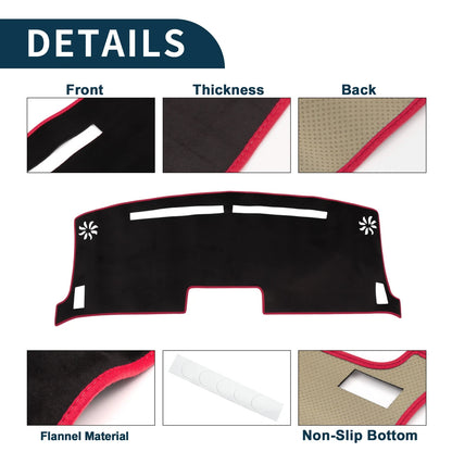 Dashboard Cover Mat for Nissan Moco MG33S Sun Protector Black Red (2011-2016)