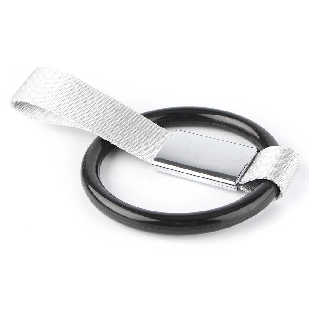 Round Tsurikawa Ring Handle Strap Charm for Subway Train Bus - Black