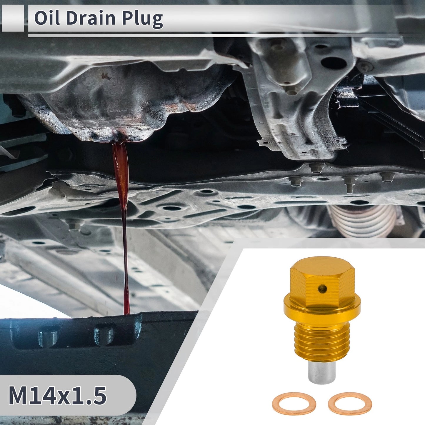 M14x1.5 Engine Oil Drain Plug with Gasket for Car Motorcycle Boat