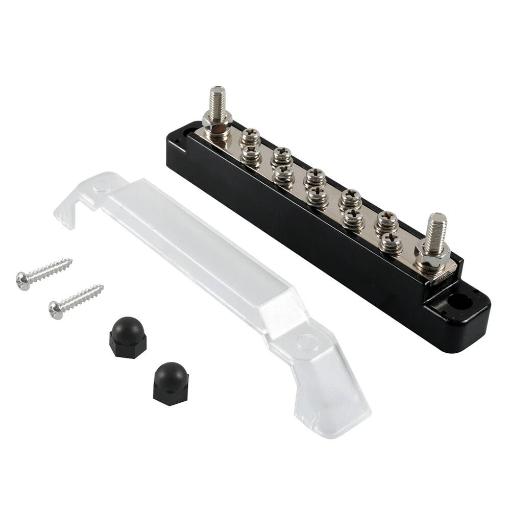 10 Terminal Power Distribution Block with Cover for Car Marine RV Boat Black