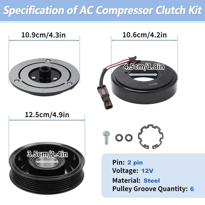 Air Conditioner AC Compressor Clutch 3.6L for Chevrolet Equinox and GMC Terrain