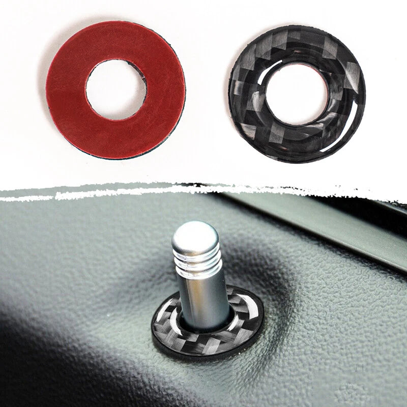 Real Carbon Fiber Interior Door Lock Pin Ring Trims for Dodge Challenger (2008-2014)