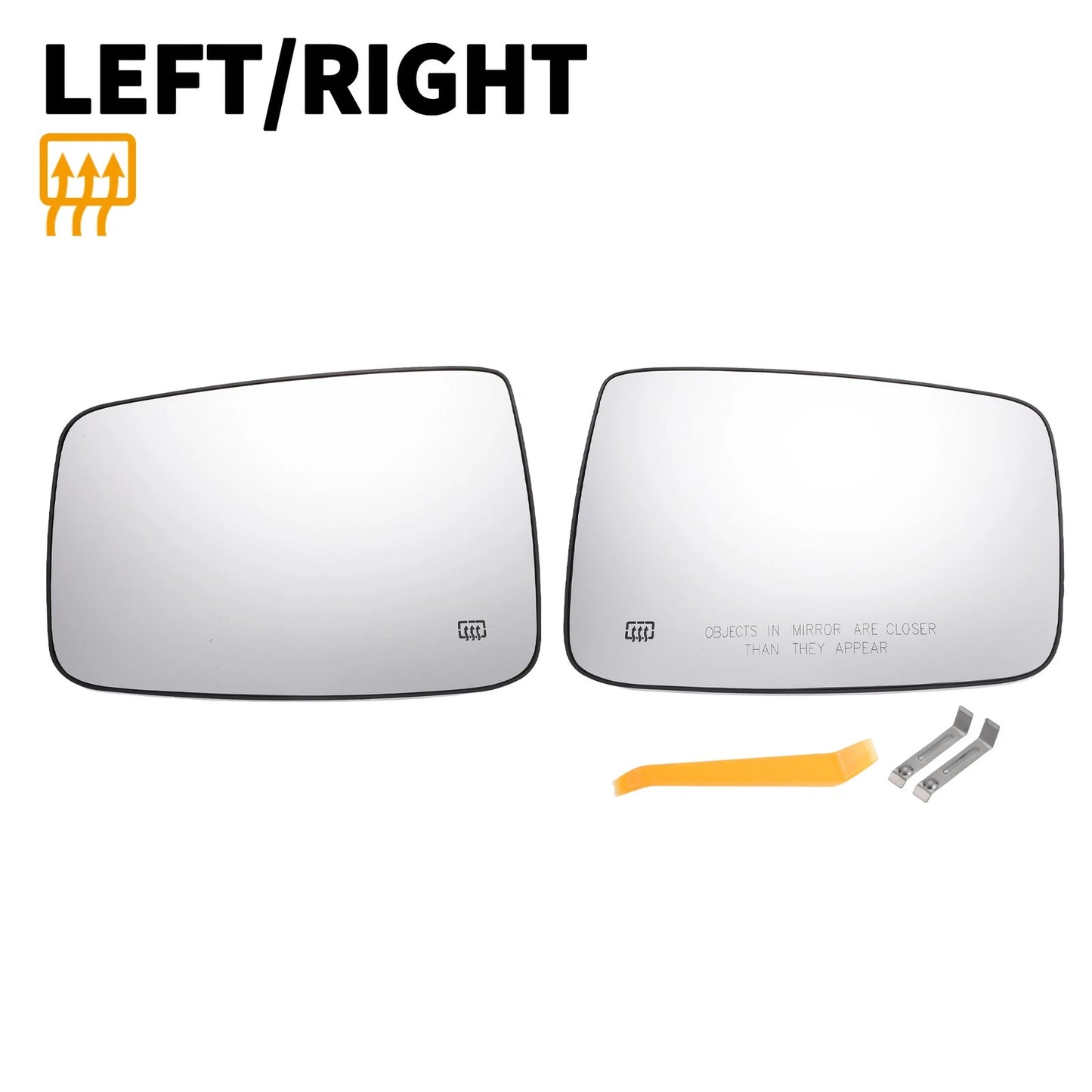 Pair Left Right White Mirror Glass Back Heated for Dodge Ram 1500