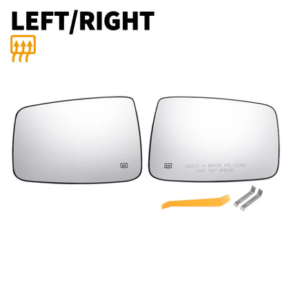 Pair Left Right White Mirror Glass Back Heated for Dodge Ram 1500