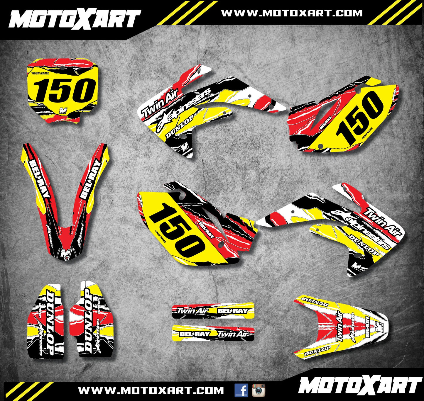 Custom Graphics Full Kit for Honda CRF 150R (2007-2018) RAPID Style Stickers