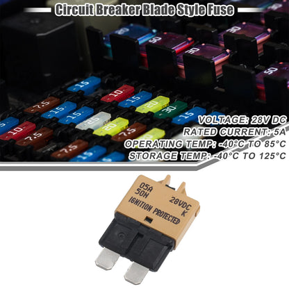 Circuit Breaker Blade Style Fuse 5A 28V Resettable Fuse for Car Marine Khaki