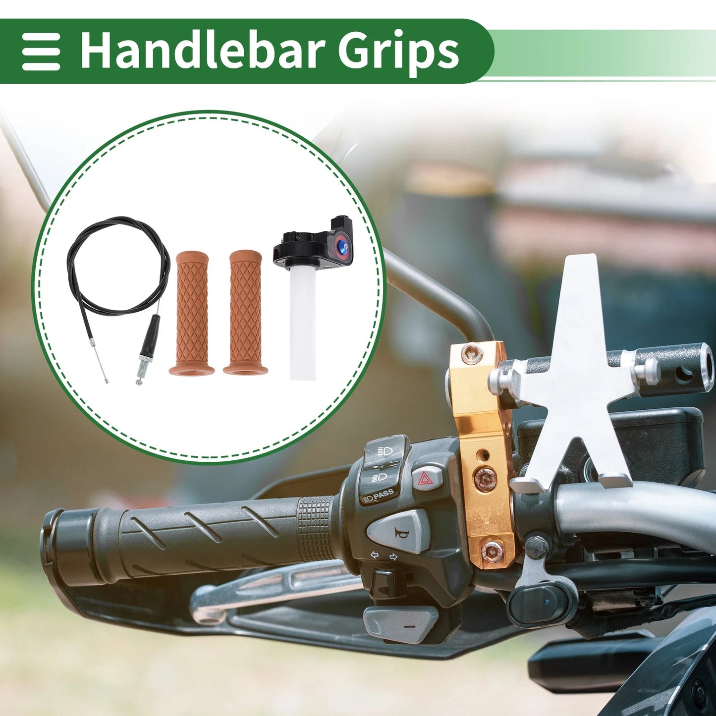 Grips / 7/8" 22mm / Hand Grips Rubber Coffee Color for Motorcycle
