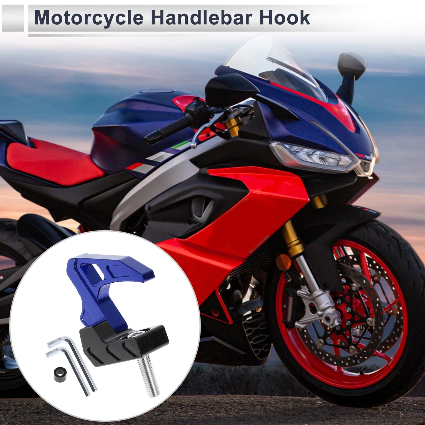 Square Aluminum Alloy Motorcycle Hanging Hook 1 Set Blue 50mm for Make Model