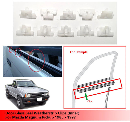 10 x Door Glass Seal Weatherstrip Clips for Mazda Magnum (1985-1997)