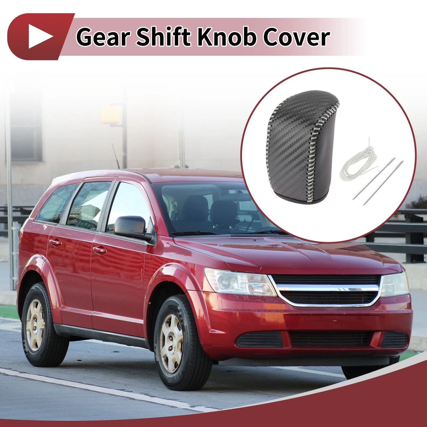 Gear Shift Knob Cover for Dodge Journey (2011-2020) Faux Leather Black Beige
