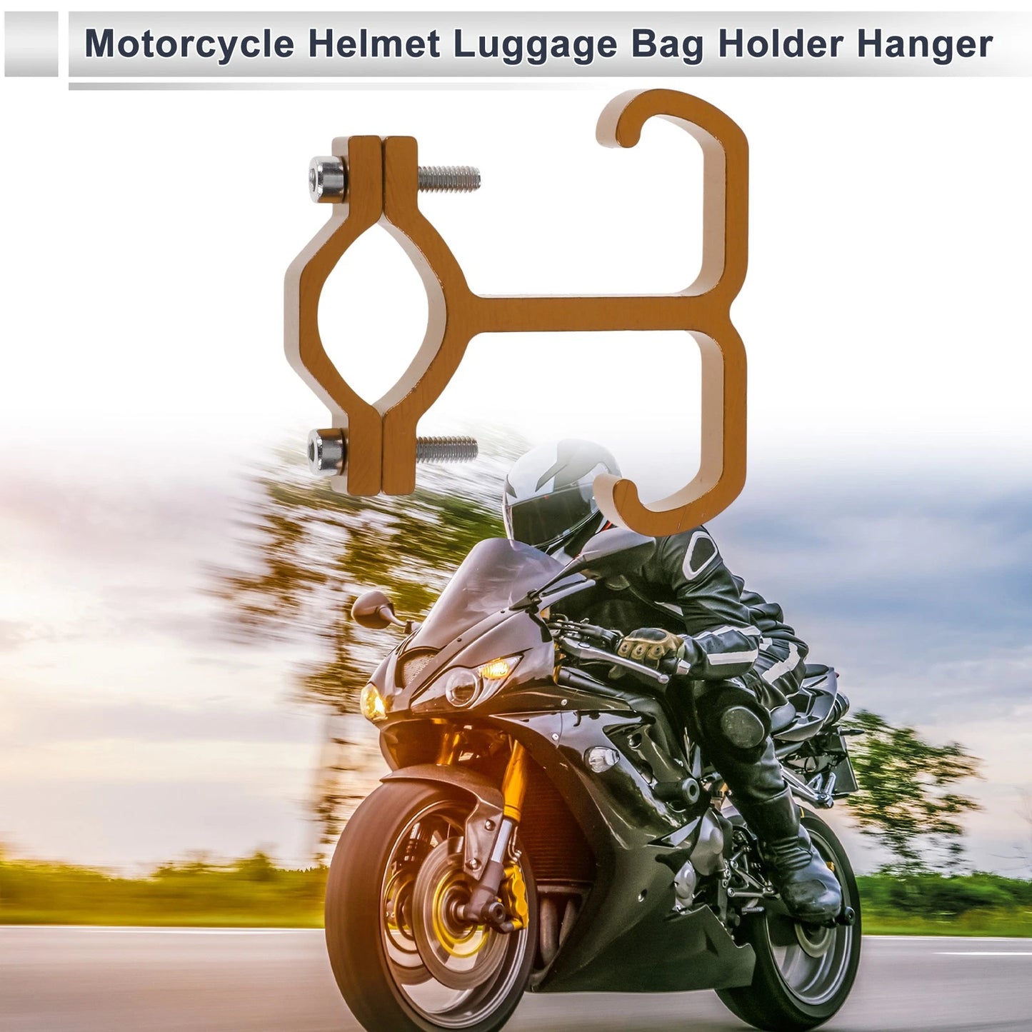 Arc Aluminum Alloy Motorcycle Hanging Hook Hexagon Wrench Gasket 1 Set Gold Tone
