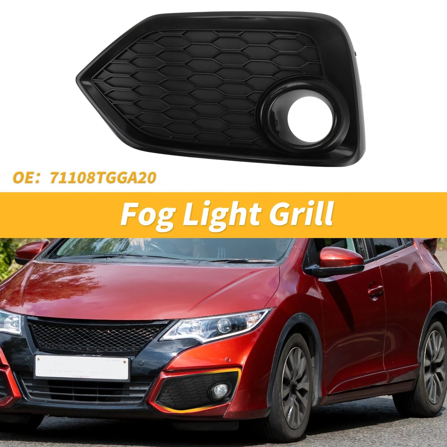 Left Side Fog Light Grill for Honda Civic Hatchback (2017-2019)
