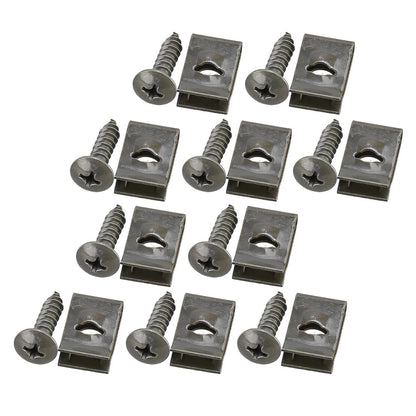 20 x Car Bumper Inner Fender Wheel Bolt Screws & U Groove Clips