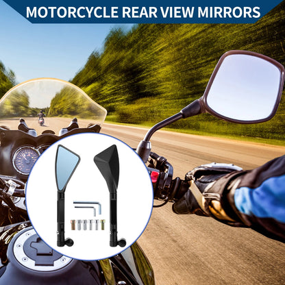 M8/M10 Triangle Rear View Mirrors Black Aluminum Alloy for Motorcycle