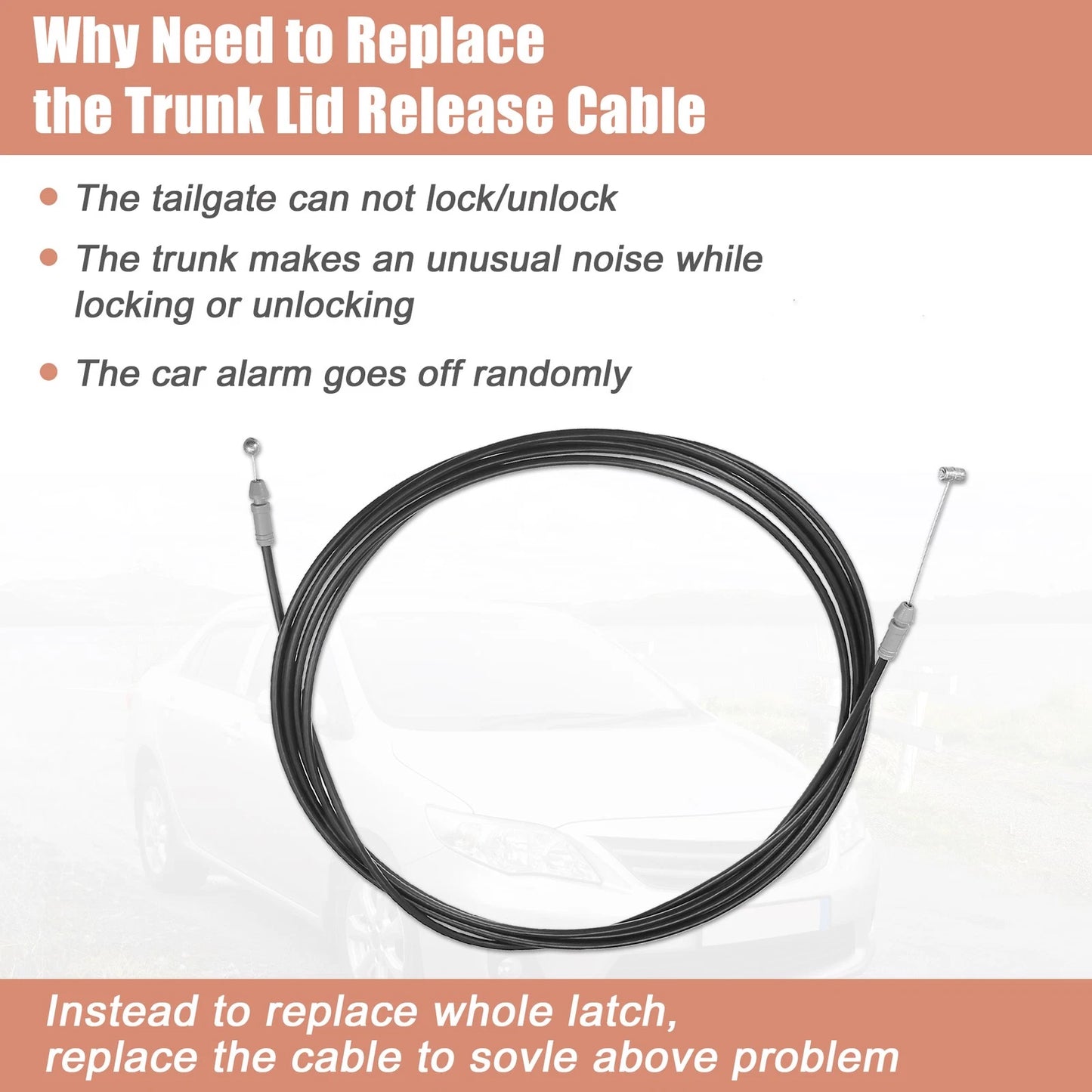 Rear Trunk Lock Latch Release Cable for Toyota Corolla (2009-2013)
