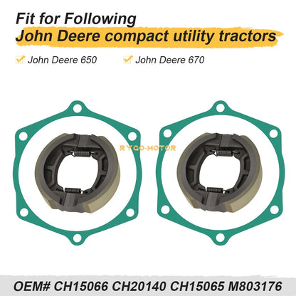 Brake Shoes 4x with Springs Gaskets For John Deere 650 670 Tractors