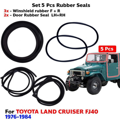 Windshield F+R Door Rubber Set 5 Fits Toyota Land Cruiser FJ40 SUV 1976-84 D05
