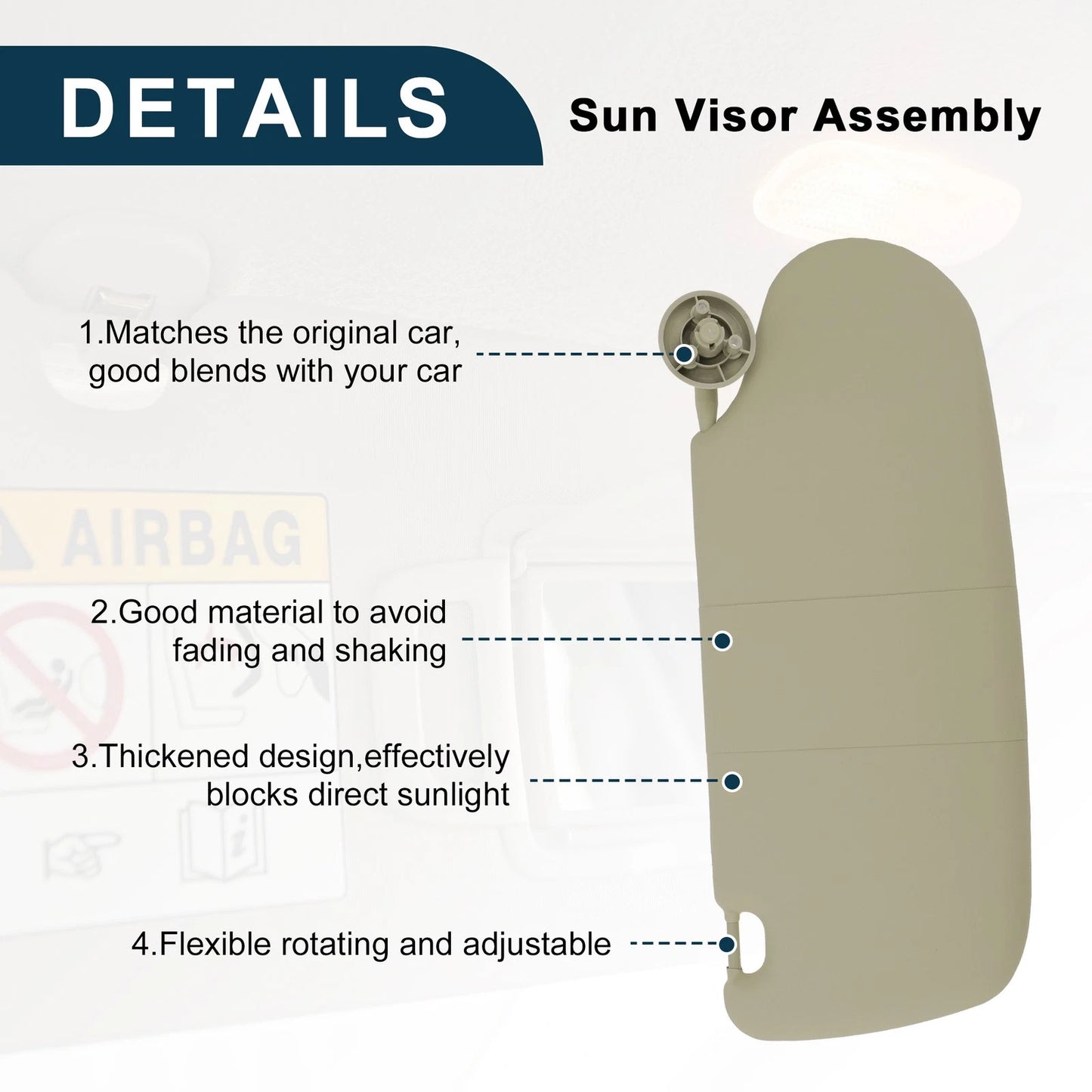 Right Passenger Side Sun Visor Assembly for Dodge Ram 1500 (2002 - 2005)