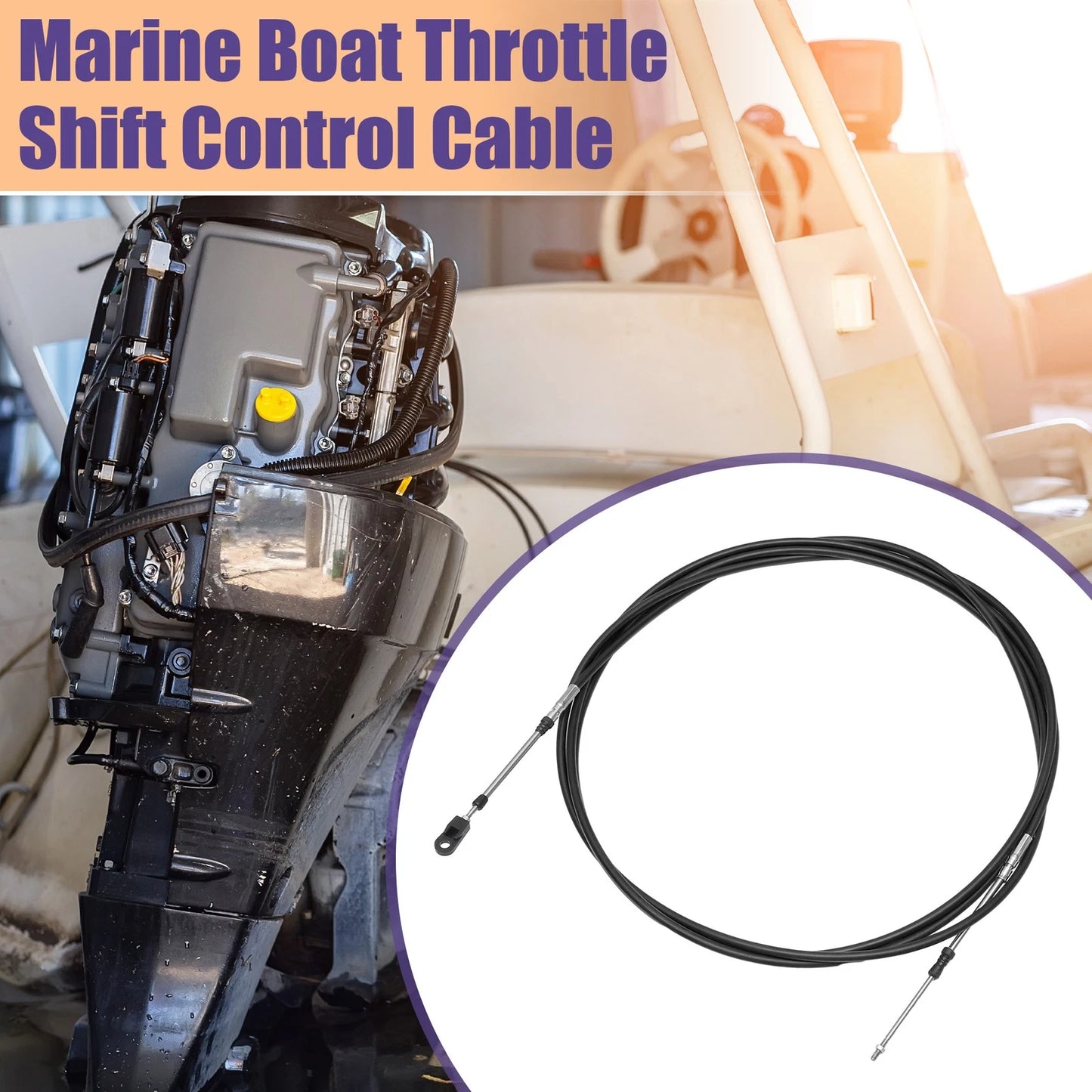 500cm 16FT / Throttle Shift Control Cable Black for Yamaha