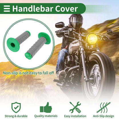 Hand Grips Cover Kit 7/8" 22mm Handlebar Cover Rubber Green for Motorcycle