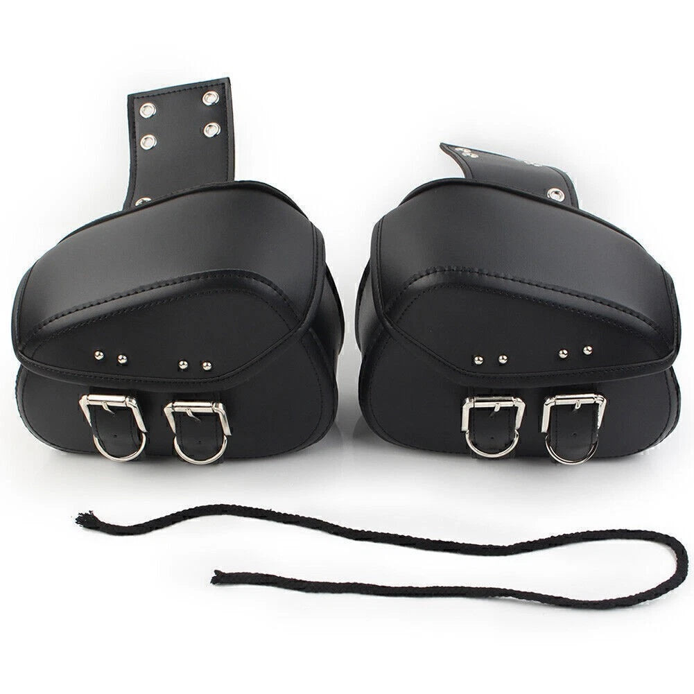 Black PU Leather Saddle Bags Side Luggage for Harley Sportster Dyna