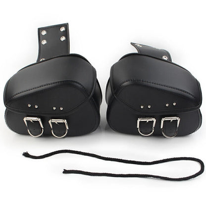 Black PU Leather Saddle Bags Side Luggage for Harley Sportster Dyna