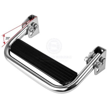 Folding Footrest 316G Stainless Steel Frame w/ Black Poly Step 326x165mm
