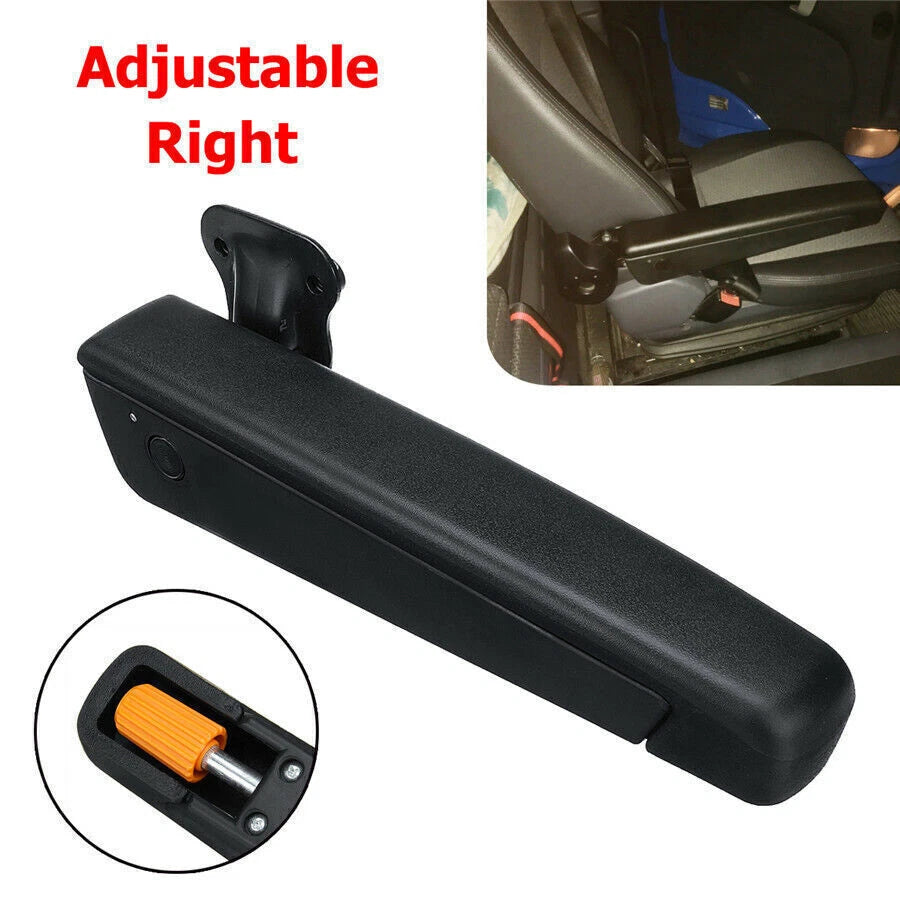 Black PU Leather Adjustable Right Seat Armrest for Car RV Van Truck