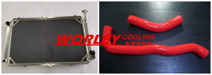 3ROW Aluminum Radiator for Nissan Patrol Y60 4.2L (1997-1999) + RED Hoses