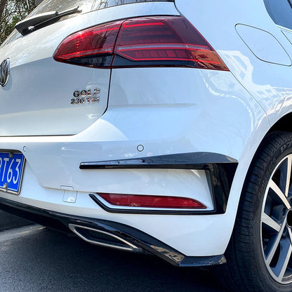 1 Pair Black Rear Bumper Spoiler Fog Light Covers for VW Golf (2016-2019)