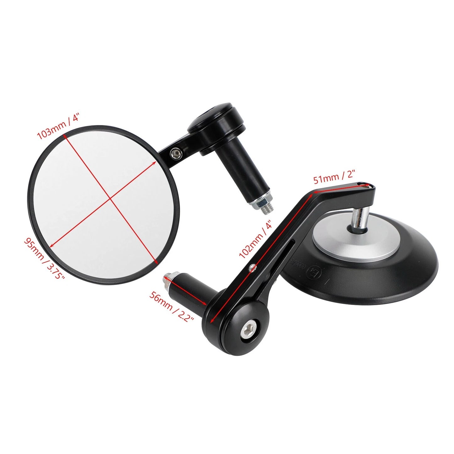 4" Black Handlebar End Mirrors for 22mm Handlebars (2023)