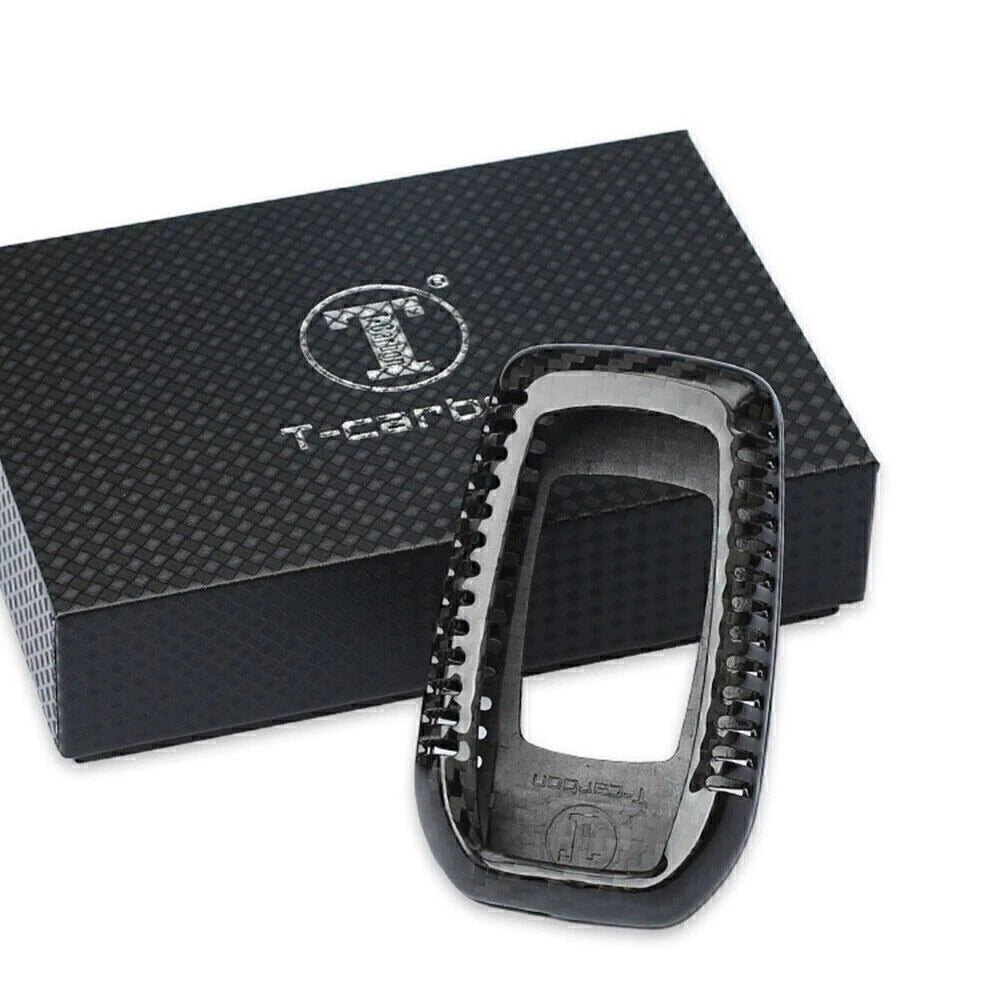 Black Carbon Fiber Key Case Cover for Toyota Alphard RAV4 Hilux (2015-2023)