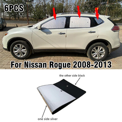 Sunshade / 6pcs / Side Window Black Silver Privacy for Nissan Rogue (2008–2013)
