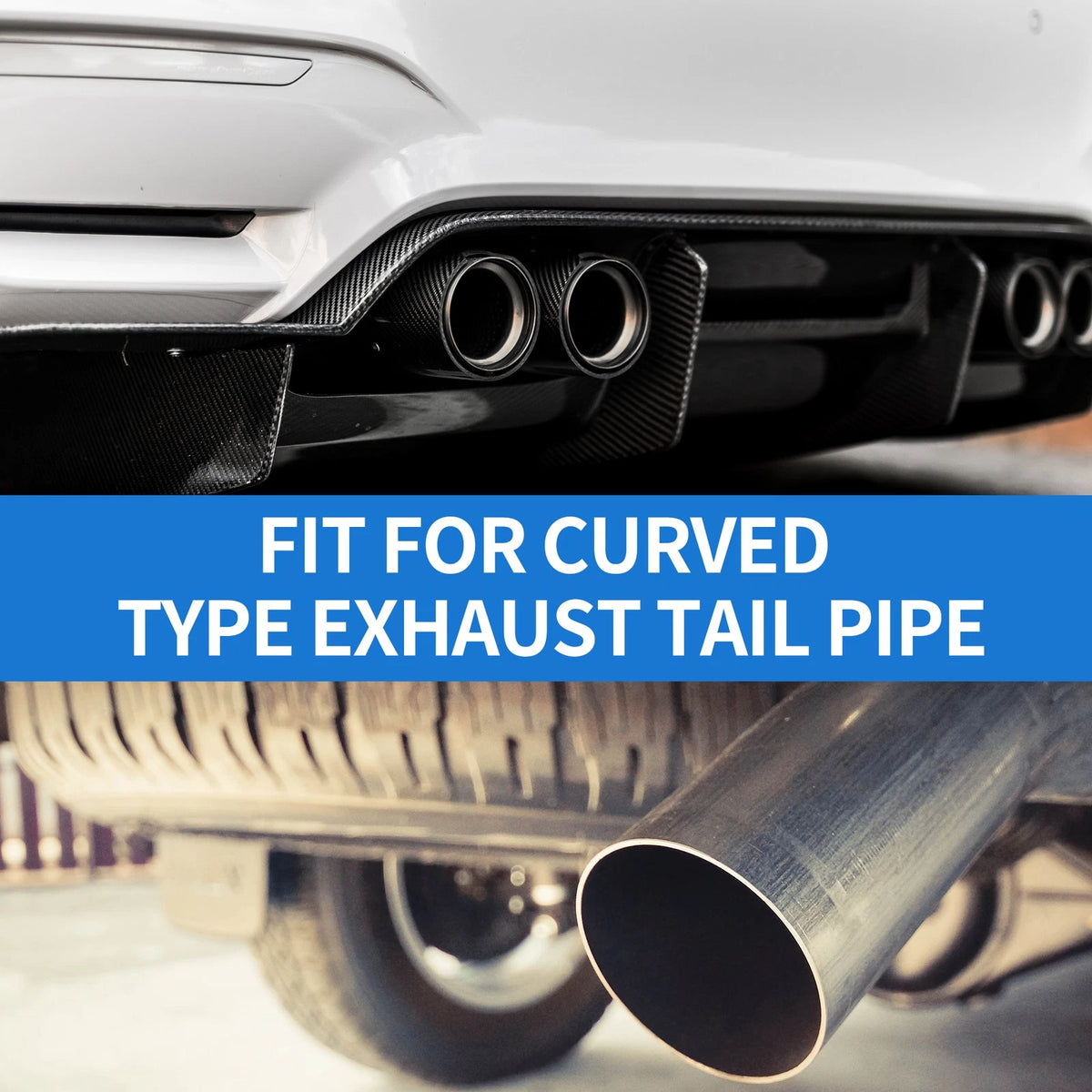 Square Curved Dual Exhaust Tip 2.4" Inlet for Toyota Noah/Voxy (2007-2022)